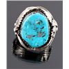 Image 1 : Signed Navajo Sterling Silver and Turquoise Ring