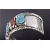 Image 4 : Navajo Turquoise Coral & Malachite Sterling Cuff
