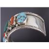 Image 5 : Navajo Turquoise Coral & Malachite Sterling Cuff