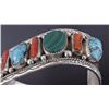 Image 6 : Navajo Turquoise Coral & Malachite Sterling Cuff