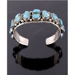 Navajo Sleeping Beauty Old Pawn Silver Bracelet