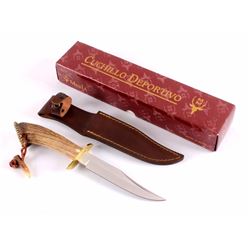 Muela Antler Handle Knife with Scabbard