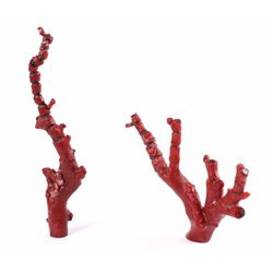 Antique Chinese Red Branch Coral Natural Trees