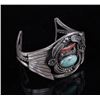 Image 7 : Sterling Navajo Turquoise and Coral Bracelet