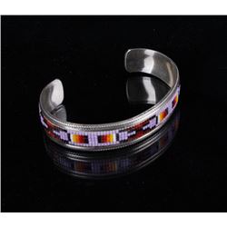 Sterling Navajo Beaded Bracelet Signed