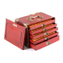 Bamboo and Bone Mahjong Set in Wooden Case