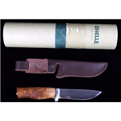 Helle GT Curly Burl Birch Handle Knife With Sheath
