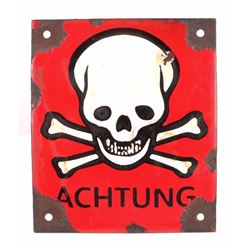 German Achtung Skull Crossed Bones Sign (Nazi)