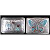 Image 1 : Navajo Signed Turquoise & Coral Tooled Buckles