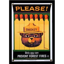 Smokey Bear U.S. Forest Service Porcelain Sign