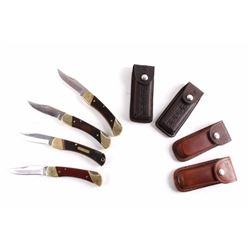 Collection Of Schrade Folding Knives With Cases