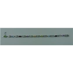 MULTI GEMSTONE + DIAMOND TENNIS BRACELET. 4.50CT VS CLARITY. INCLUDES $500 CERTIFICATE