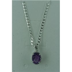 3.5CT AMETHYST + DIAMOND NECKLACE. OVAL CUT VS CLARITY INCLUDES $350 CERTIFICATE