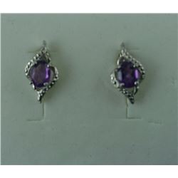 NEW 1.35CT PURPLE AMETHYST + DIAMOND EARRINGS. OVAL CUT. FLORAL LAVENDER COLOR INCLUDES $325