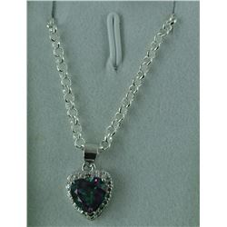 MYSTIC TOPAZ + DIAMOND NECKLACE. 1.90CT HEART CUT. STERLING SILVER. INCLUDES $275 CERTIFICATE