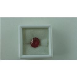 CERTIFIED 3.05CT RUBY GEMSTONE. OVAL CUT. REDDISH PURPLE COLOR. INCLUDES GEMSTONE ANALYSIS REPORT.