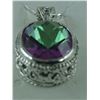 Image 2 : 66CT CUSHION CUT MYSTIC TOPAZ NECKLACE. OVAL CUT BEVEL STYLE STERLING SILVER