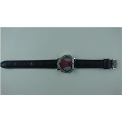 NEW DIAMOND KING LADIES WATCH SET WITH 8 DIAMONDS. SILVER & RED HEART FACE RETAIL VALUE $315