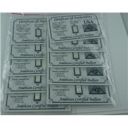 10 X .999 FINE SILVER INVESTOR BARS. CERTIFIED AND SEALED. USA MINTED. TAX EXEMPT