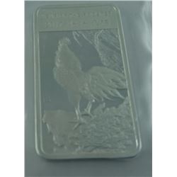 .999 FINE SILVER YEAR OF THE ROOSTER BAR. 2017 MINT. FACTORY SEALED. TAX EXEMPT