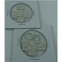 10 X .999 FINE SILVER ART BARS + ROUNDS. VARIOUS MOTIFS. TAX EXEMPT