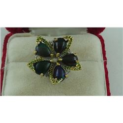 7.11CT BLACK OPAL/ DIOPSIDE RING SUGGESTED RETAIL PRICE $675