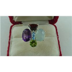 16.15CT AMETHYST/ CHALCEDONY/ GARNET RING SUGGESTED RETAIL PRICE $665