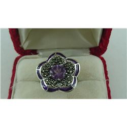 3.12CT AMETHYST/ ENAMEL RING SUGGESTED RETAIL PRICE $620