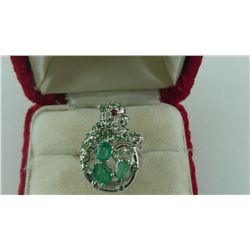 1.26CT EMERALD/ RUBY/ TSAVORITE "TIGER" RING SUGGESTED RETAIL PRICE $530