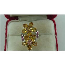 3.19CT CITRINE/ RUBY/ TOURMALINE RING SUGGESTED RETAIL PRICE $550