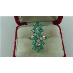 3.84CT EMERALD/ CZ RING SUGGESTED RETAIL PRICE $670