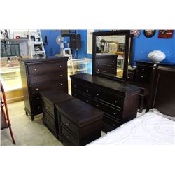 4 PIECE BEDROOM SUITE INCLUDING DRESSER WITH MIRROR, HIGHBOY AND 2 NIGHTSTANDS