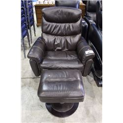 LEATHER RECLINER WITH OTTOMAN