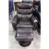 Image 1 : LEATHER RECLINER WITH OTTOMAN
