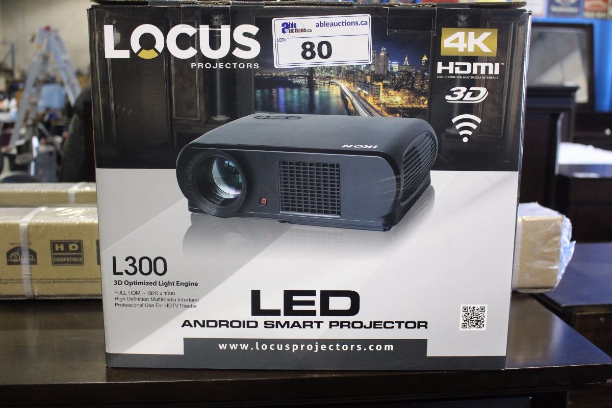 Locus Projectors LOCUS PROJECTOR 4K HDMI 3D LED ANDROID SMART PROJECTOR WITH SCREEN ...