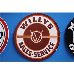 WILLYS SALES SERVICE TIN SIGN