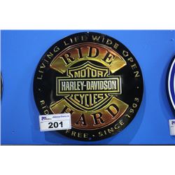 RIDE HARLEY DAVIDSON HARD TIN SIGN