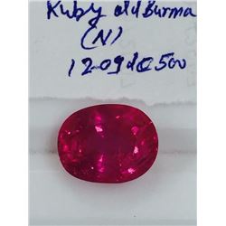 Natural Old Mine Burma Ruby 12.09 Carats - no Treatment