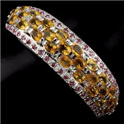 Natural Ruby & Yellow Citrine Bangle