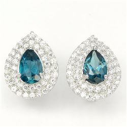 Natural London Blue Topaz Earrings