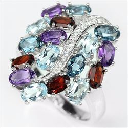 Natural Multi Gemstone Ring