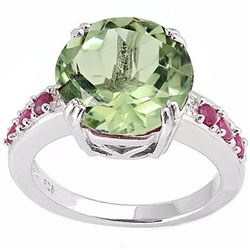 Natural Green Tea Amethyst & Ruby 5.73 carats Ring