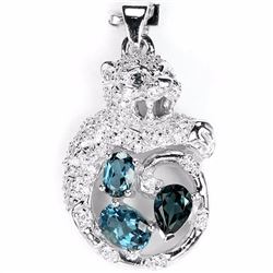 Natural London Topaz Tiger Cub Pendant