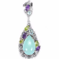 Natural Chalcedony Amethyst Peridot Pendant