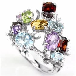 Natural Multi Gemstone Ring