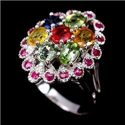 Natural Fancy Sapphire & Ruby Ring