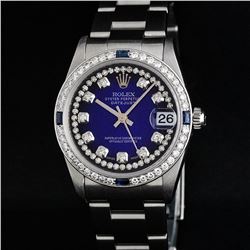 Rolex Stainless Steel VVS Diamond and Sapphire DateJust Midsize Watch