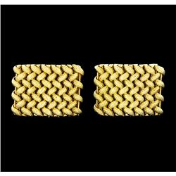 Braided Shield Design Cuff Links - 14KT Yellow Gold