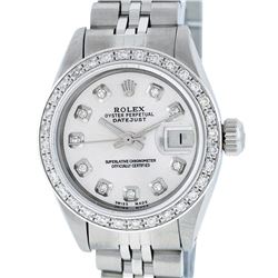 Rolex Stainless Steel Diamond DateJust Ladies Watch