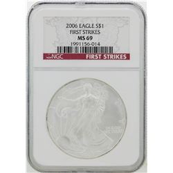 2006 NGC MS69 First Strike American Silver Eagle Dollar Coin